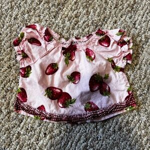 Strawberry Print Pink baby Shirt